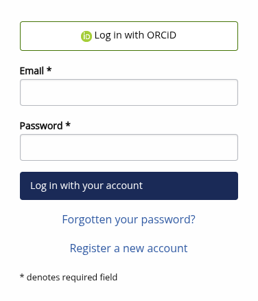 ORCID login screen.